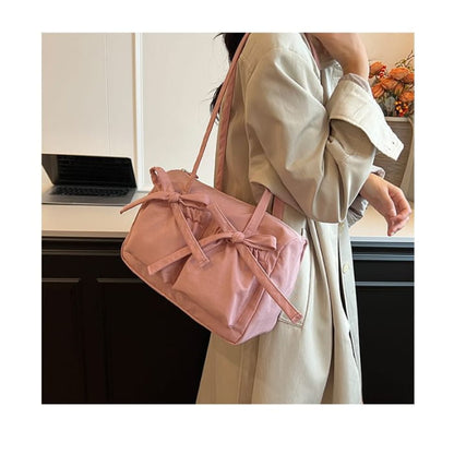 Plain Bow Nylon Tote Bag