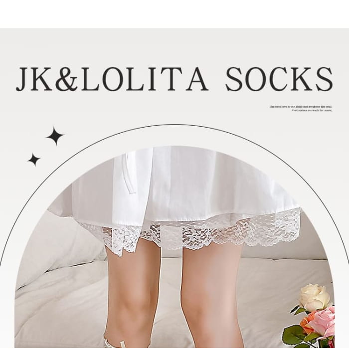 Plain Bow Short Socks / Set