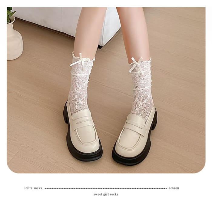 Plain Bow Short Socks / Set