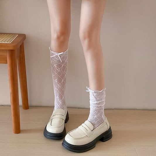 Plain Bow Short Socks / Set