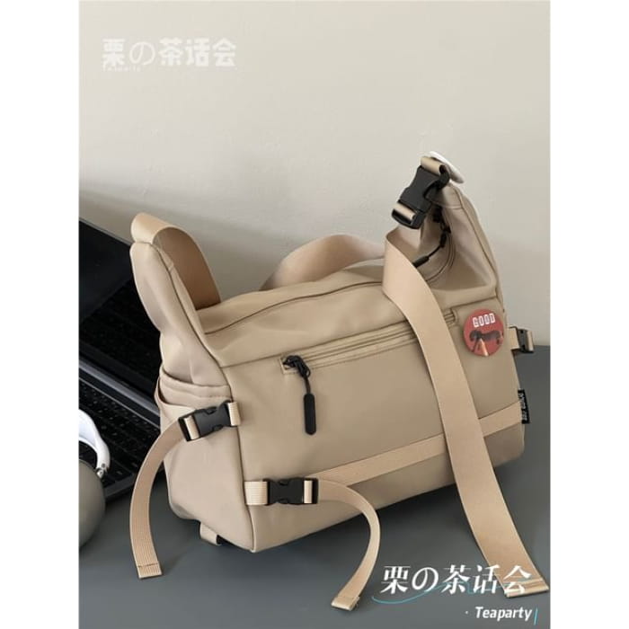 Plain Buckled Crossbody Bag - Without Charm - Khaki