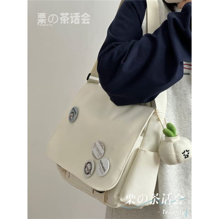 Plain Buckled Flap Crossbody Bag - With Garlic Charm