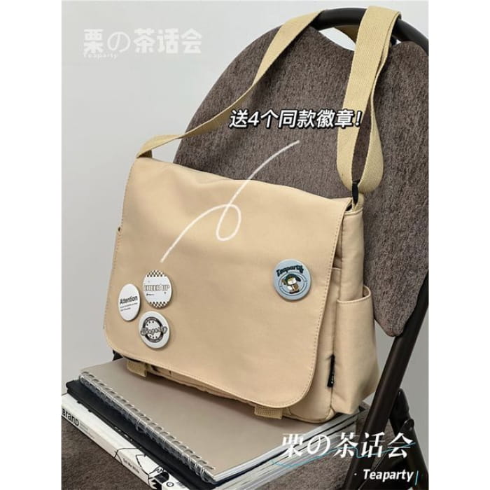 Plain Buckled Flap Crossbody Bag - Without Charm - Khaki