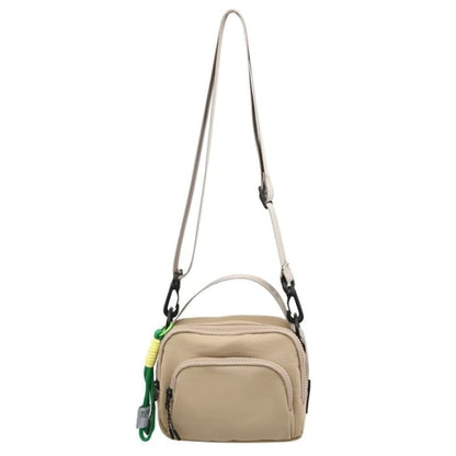 Plain Canvas Crossbody Bag - Khaki / One Size