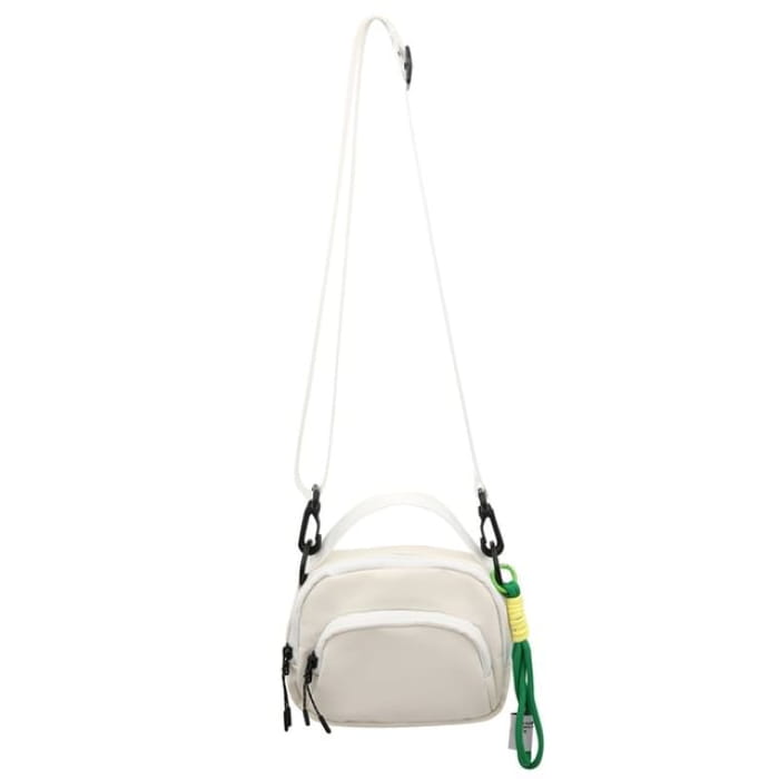 Plain Canvas Crossbody Bag - White / One Size