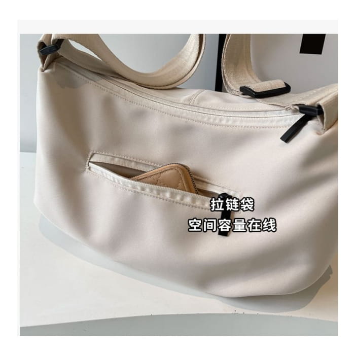 Plain Canvas Zip Crossbody Bag