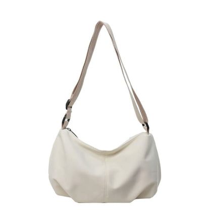 Plain Canvas Zip Crossbody Bag - White / One Size