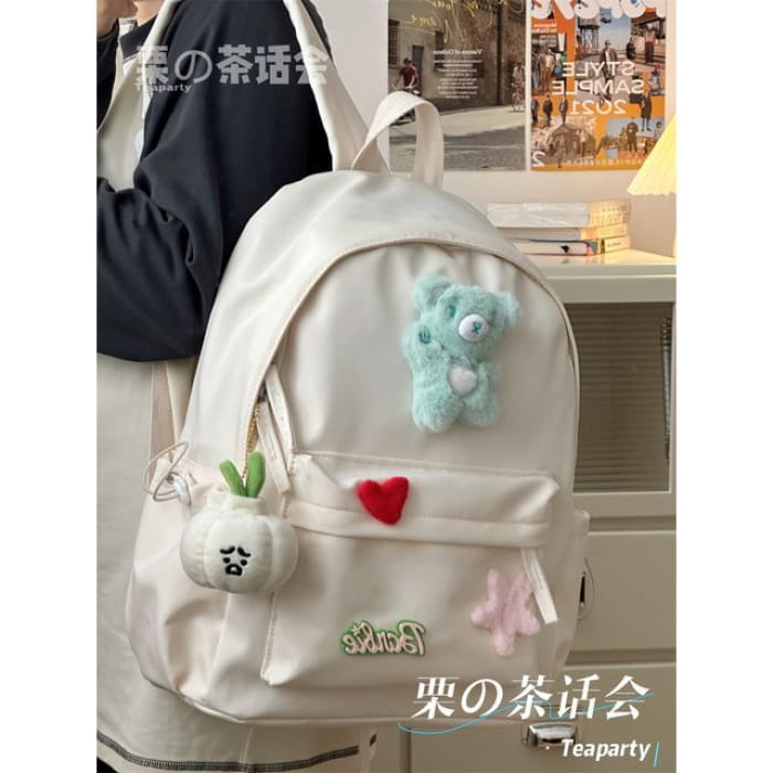 Plain Cartoon Applique Backpack - With Garlic Charm