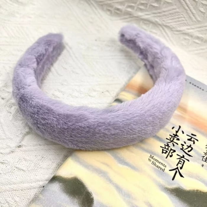 Plain Chenille Headband - Purple / One Size