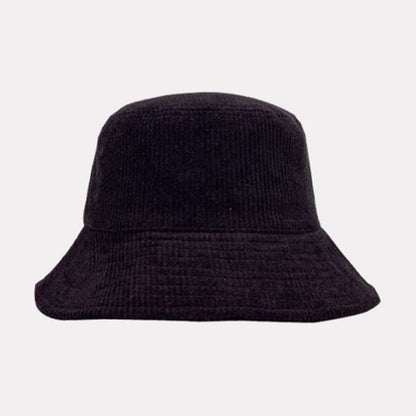 Plain Corduroy Bucket Hat - Black / One Size - Hats