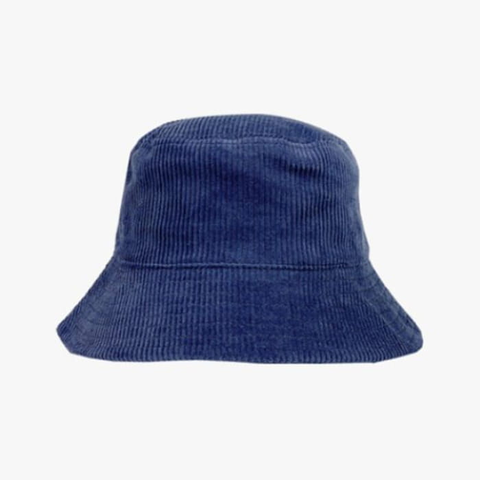 Plain Corduroy Bucket Hat - Blue / One Size - Hats