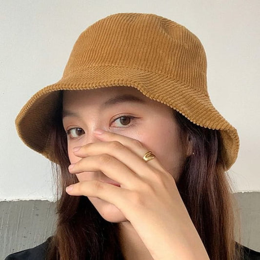 Plain Corduroy Bucket Hat - Hats