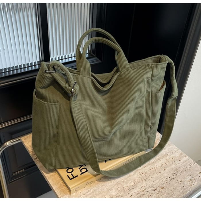 Plain Corduroy Tote Bag