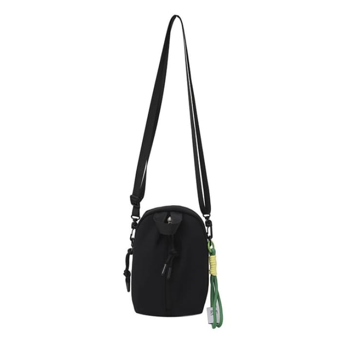 Plain Crossbody Bag / Charm / Set - Black / One Size