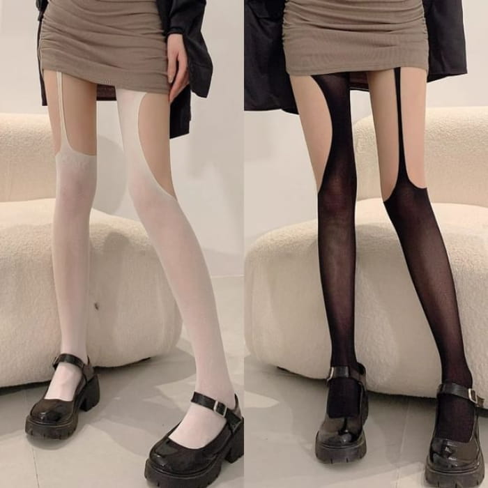 Plain Cutout Tights