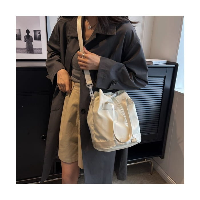 Plain Drawstring Bucket Bag