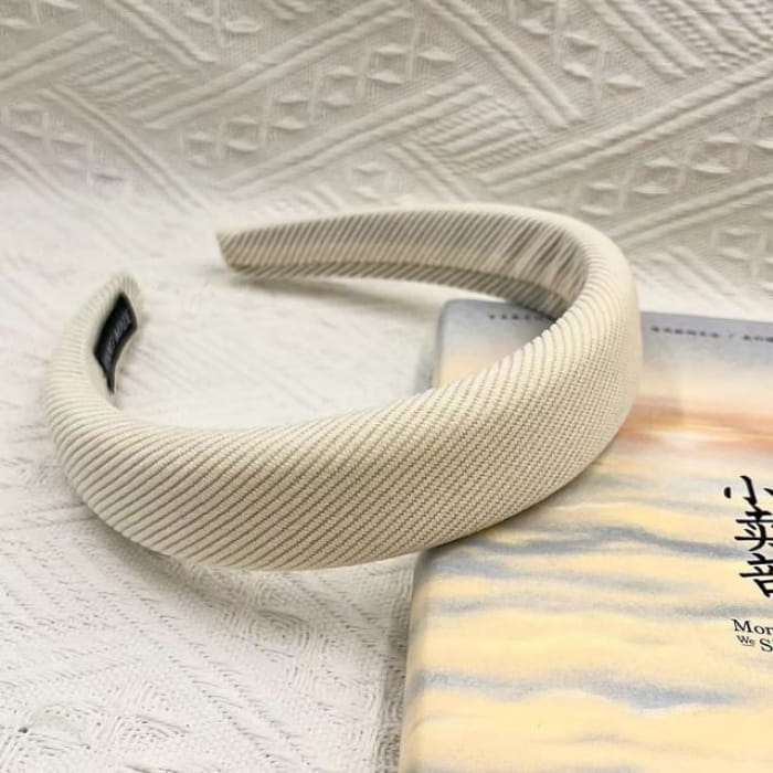 Plain Fabric Headband - Beige / One Size