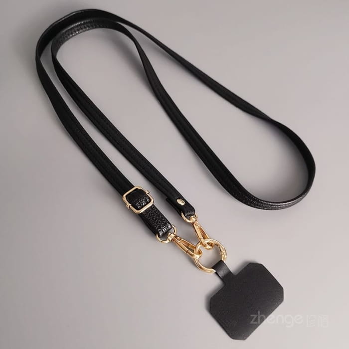 Plain Faux Leather Phone Lanyard - Accessories