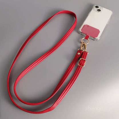 Plain Faux Leather Phone Lanyard - Accessories