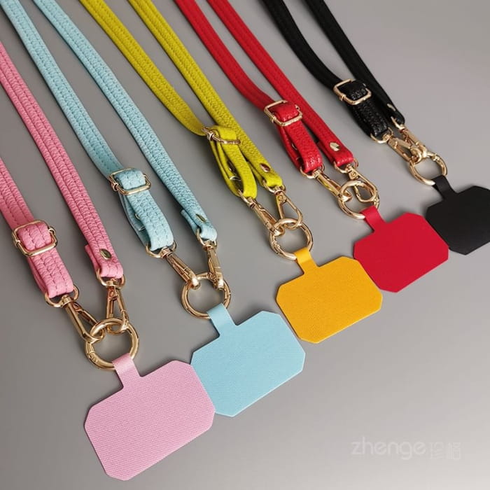 Plain Faux Leather Phone Lanyard - Accessories