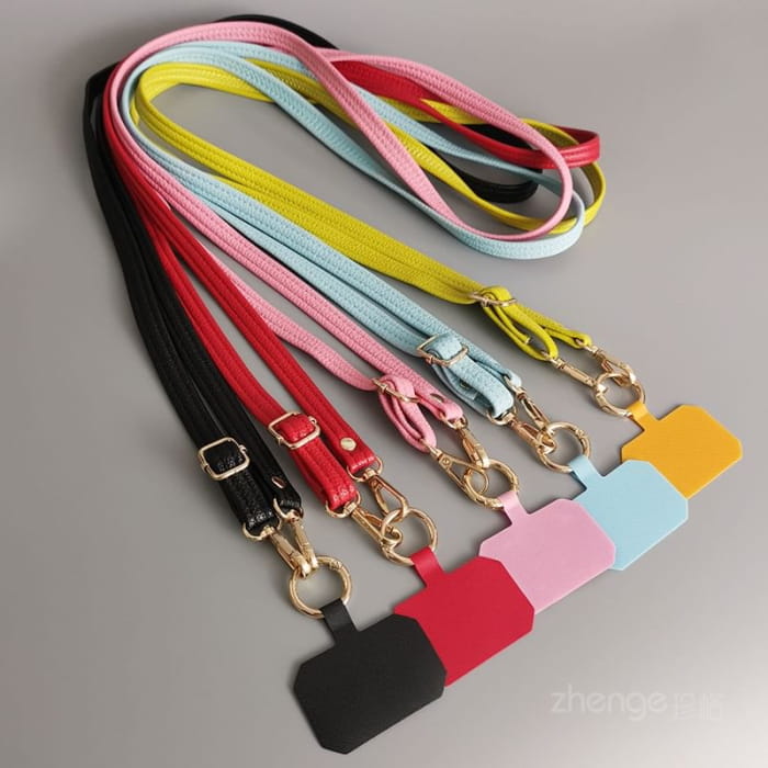 Plain Faux Leather Phone Lanyard - Accessories