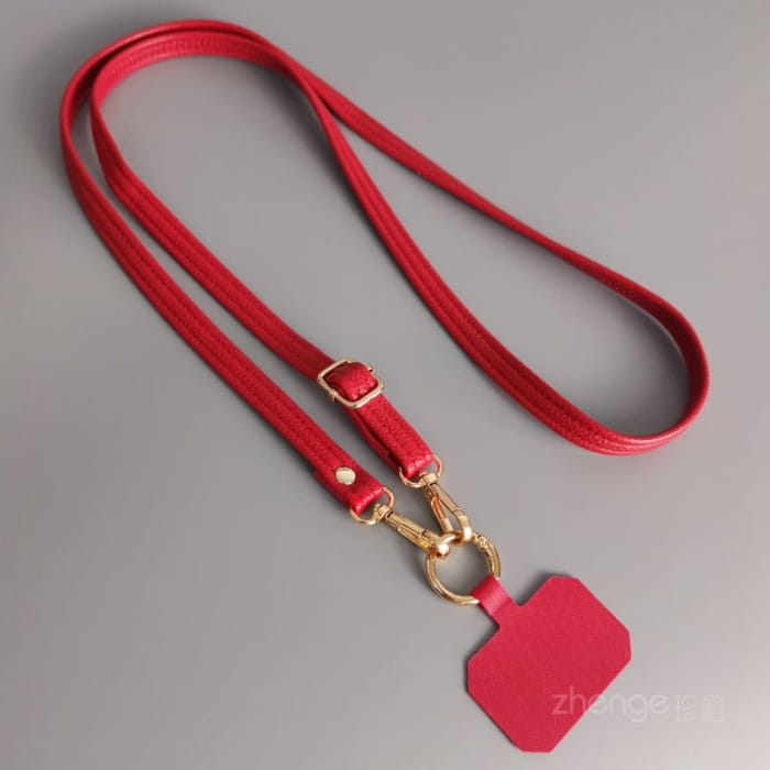 Plain Faux Leather Phone Lanyard - Accessories