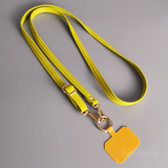 Plain Faux Leather Phone Lanyard - Accessories