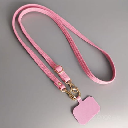 Plain Faux Leather Phone Lanyard - Pink / One Size