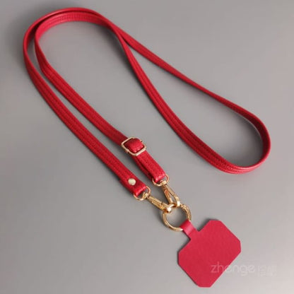 Plain Faux Leather Phone Lanyard - Red / One Size