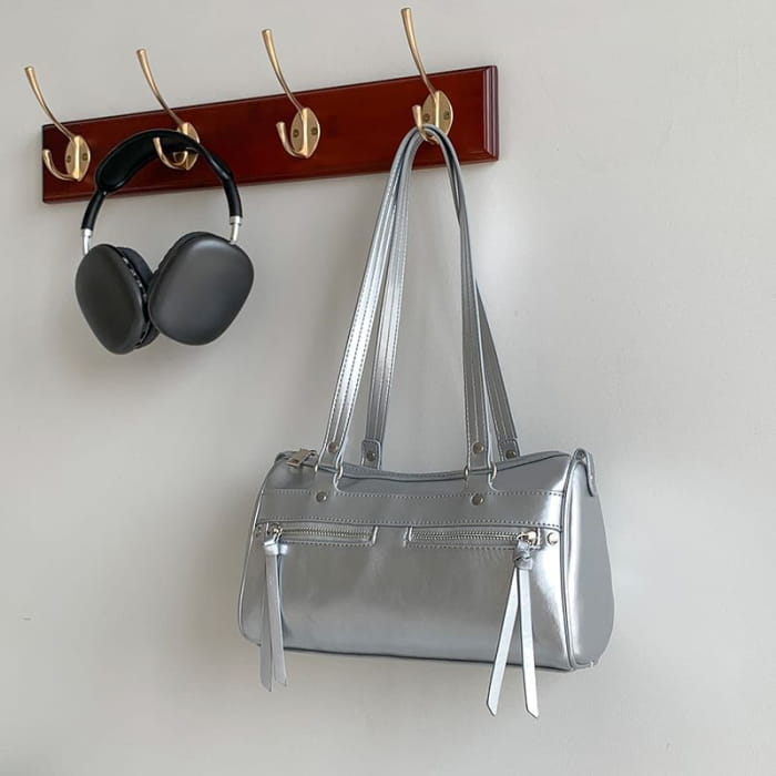 Plain Faux Leather Tote Bag