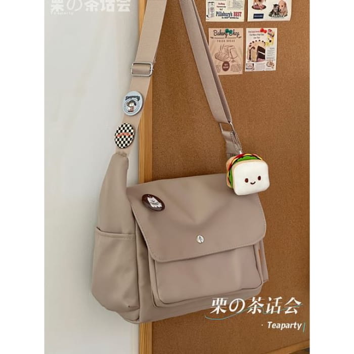 Plain Flap Crossbody Bag / Charm / Set - With Sandwich