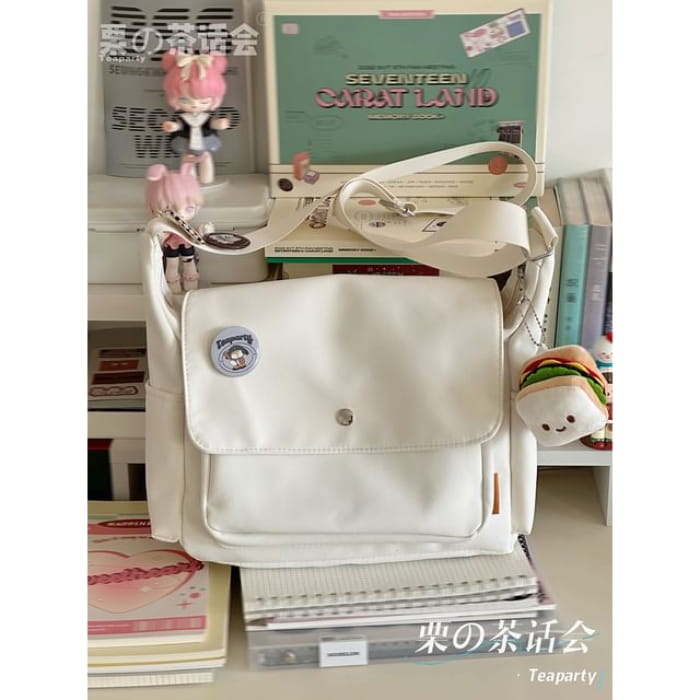 Plain Flap Crossbody Bag / Charm / Set - With Sandwich