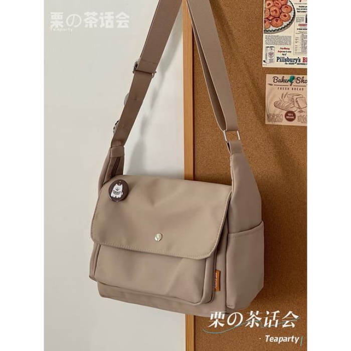 Plain Flap Crossbody Bag / Charm / Set - Without - Light