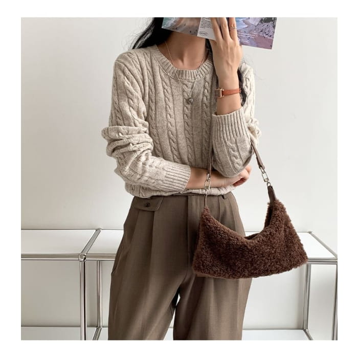 Plain Fleece Shoulder Bag