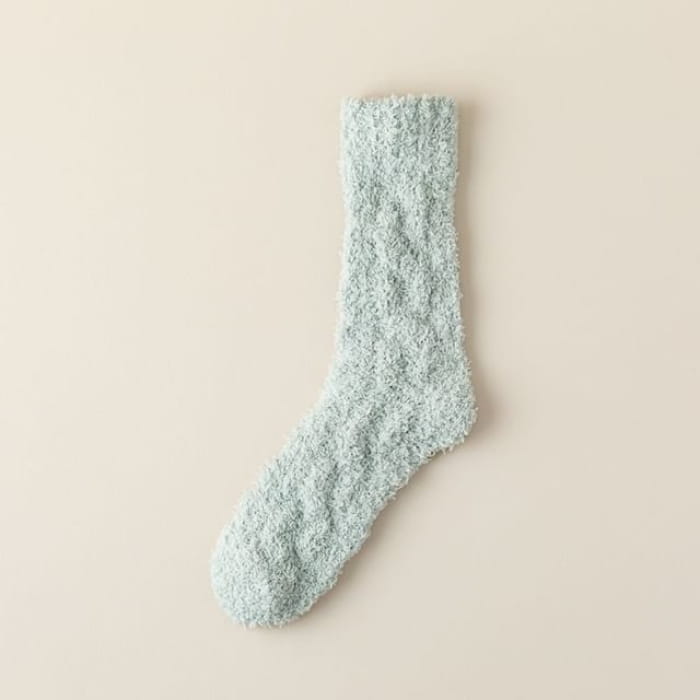 Plain Fleece Socks - Green / One Size