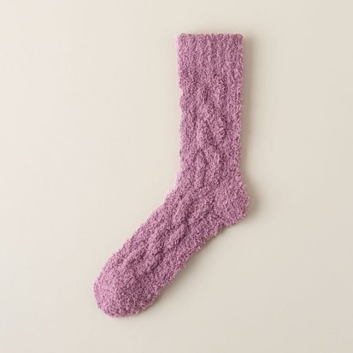 Plain Fleece Socks - Light Purple / One Size