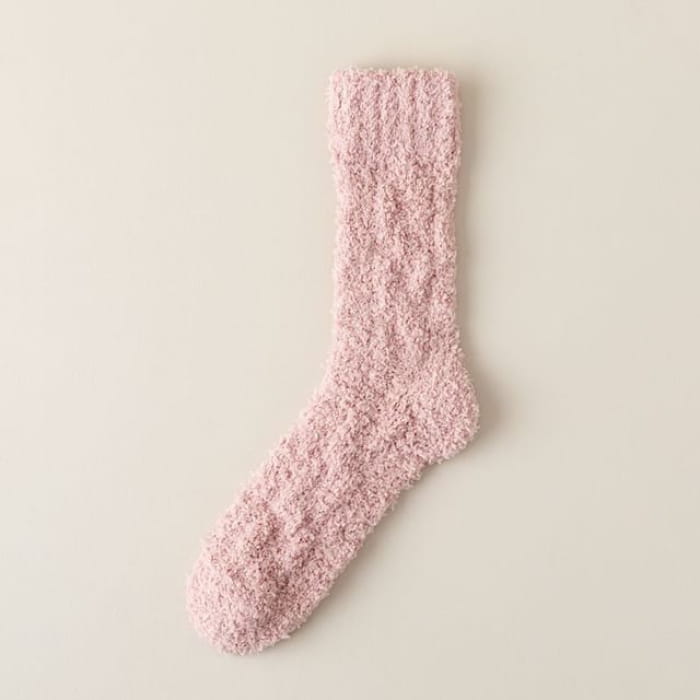 Plain Fleece Socks - Pink / One Size