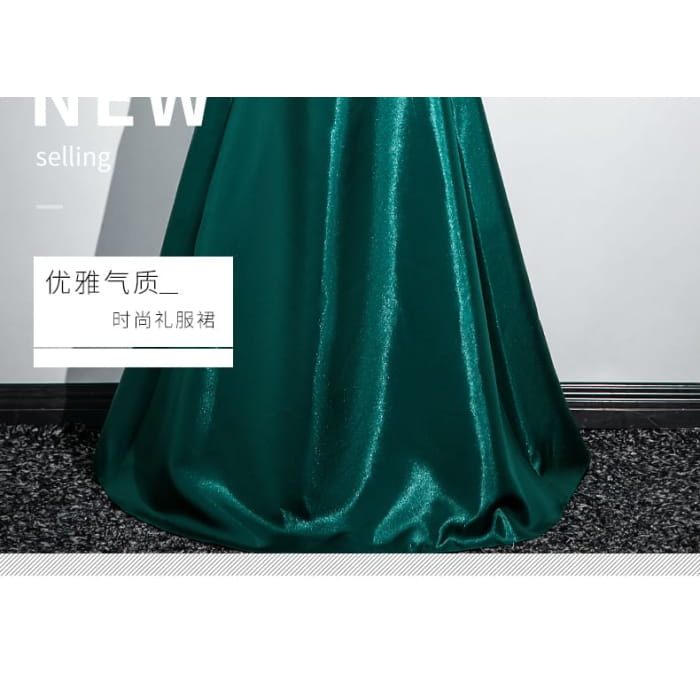 Plain Flower Ruched A-Line Tube Evening Gown - Clothing