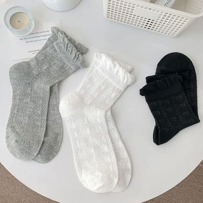 Plain Frill Trim Perforated Socks