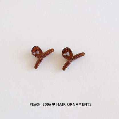 Plain Hair Claw Set - of 2 - Coffee / One Size