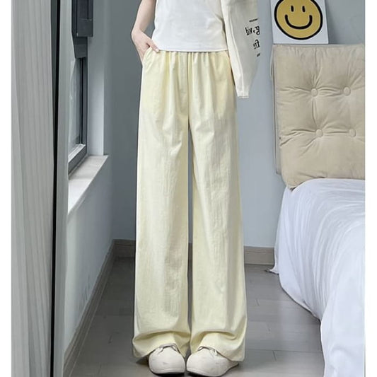 Plain High Rise Wide Leg Sweatpants