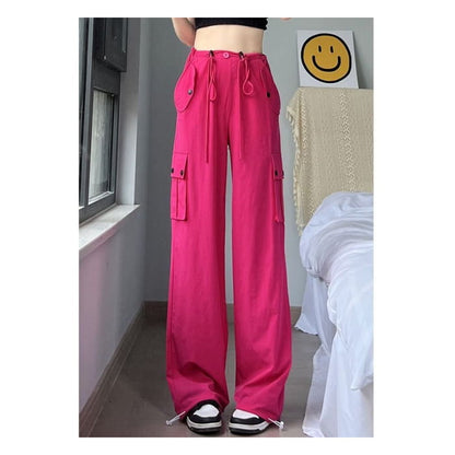 Plain High Waist Wide Leg Cargo Sweatpants