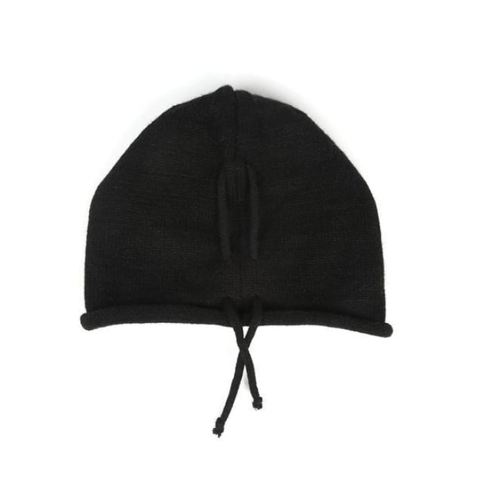 Plain Knit Slouchy Beanie - Black / M - Hats