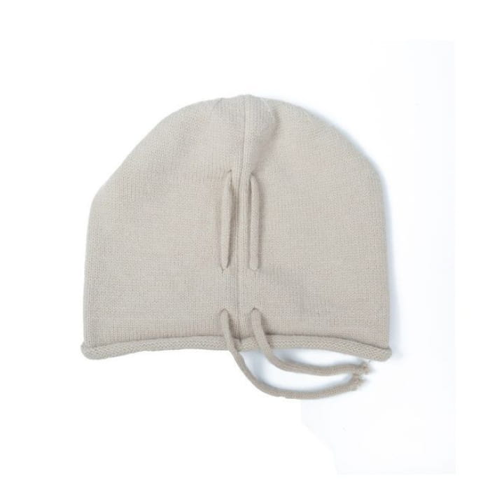 Plain Knit Slouchy Beanie - Off-White / M - Hats