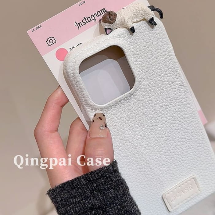 Plain Leather Cat Phone Case - iPhone 16 Pro Max / 15 / 14