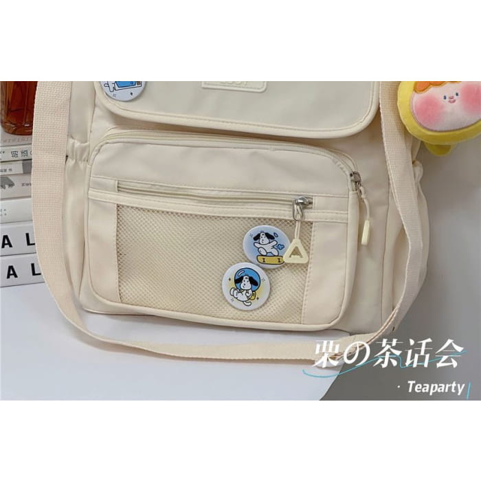 Plain Lettering Label Crossbody Bag / Charm / Set