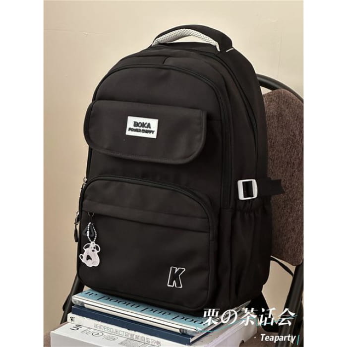 Plain Lettering Logo Buckled Backpack - Without Bag Charm