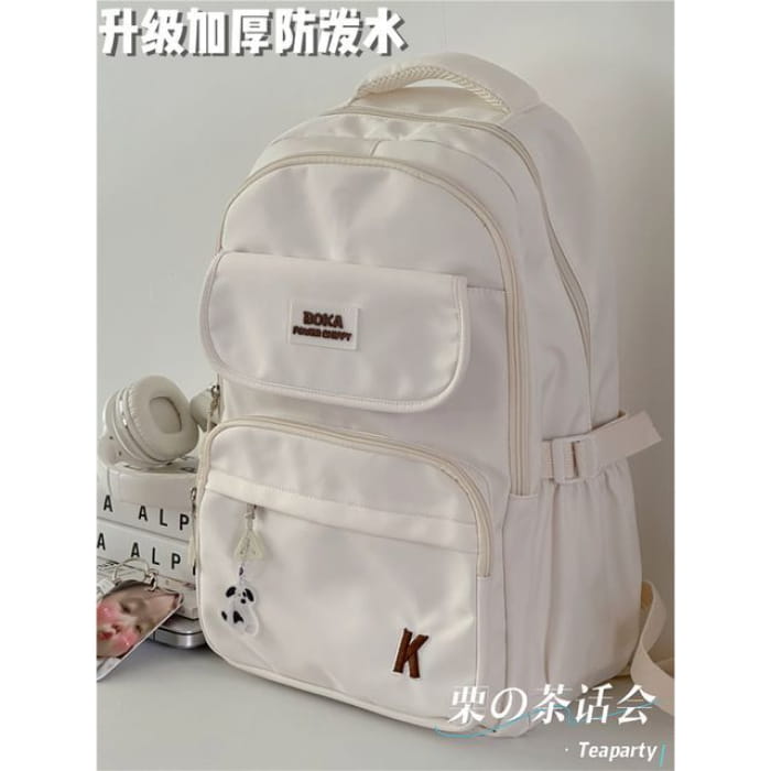 Plain Lettering Logo Buckled Backpack - Without Bag Charm