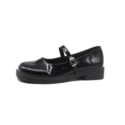 Plain Mary Jane Shoes - Glitter - Black / 35