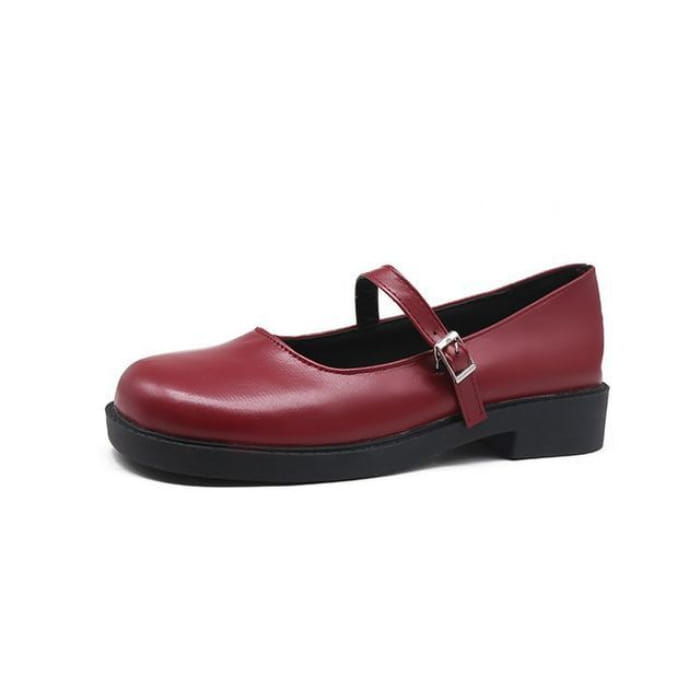 Plain Mary Jane Shoes - Matte - Red / 35